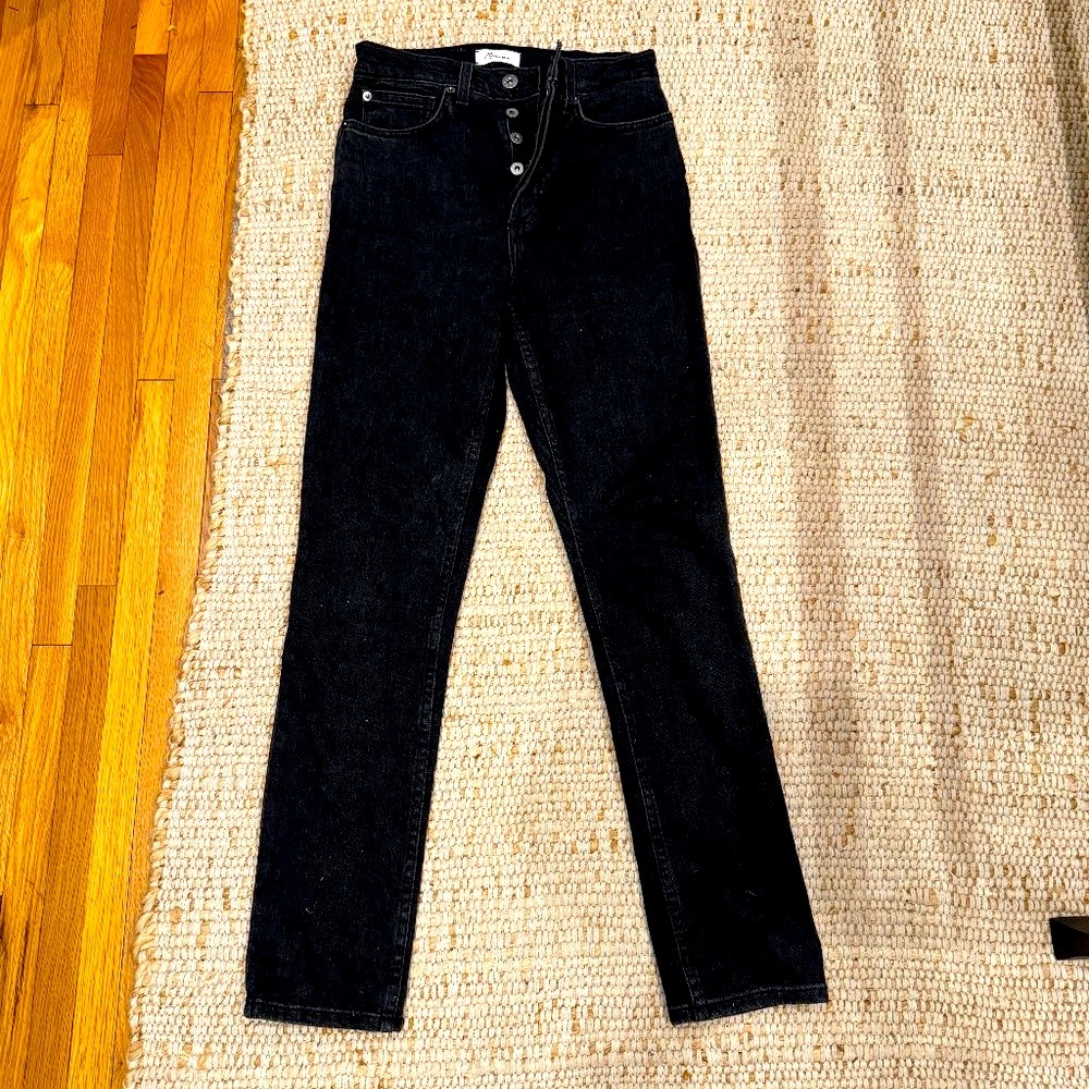 Rowan Jolene Washed Black high-rise straight tapered jeans